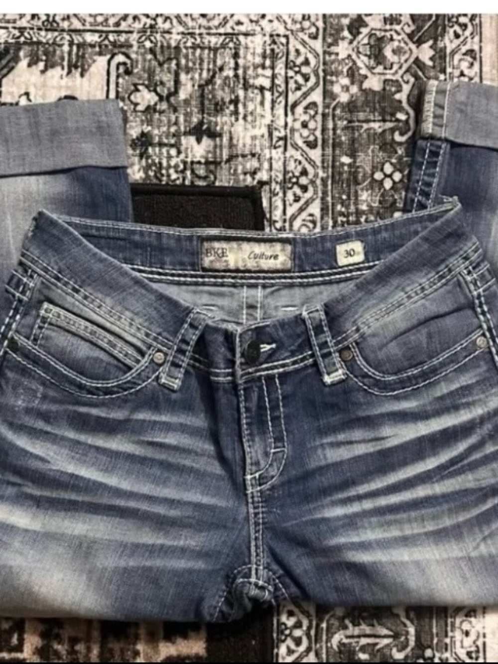 BKE Women's Washed Blue Cropped Ankle Jeans
